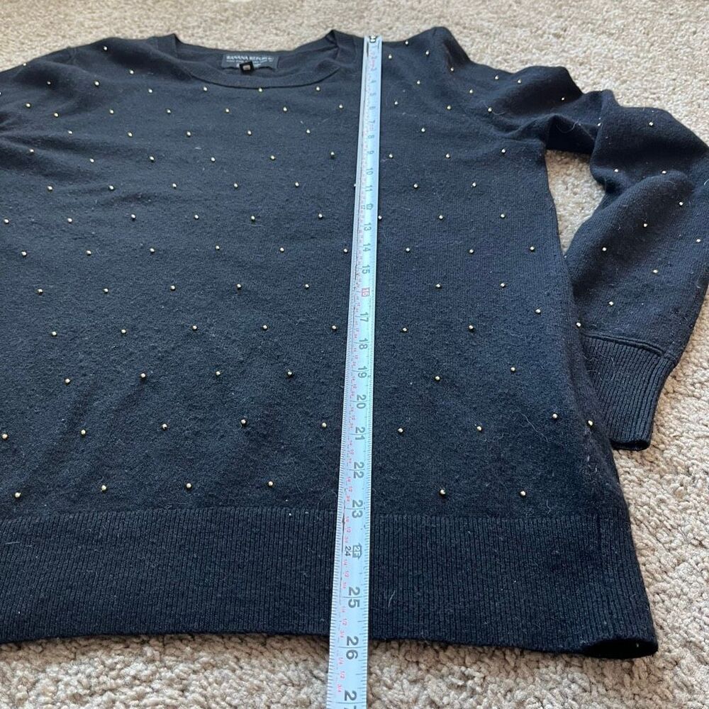 Banana Republic Black Merino Cashmere Sweater Gold Bead Filpucci L - Picture 6 of 7